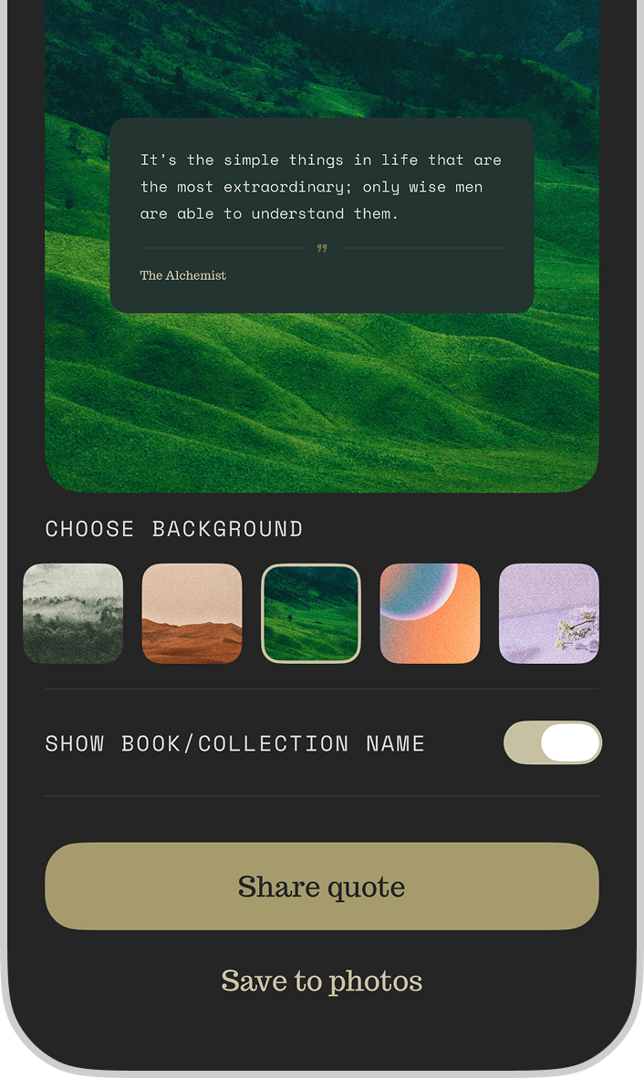 Curated share card layouts mockup